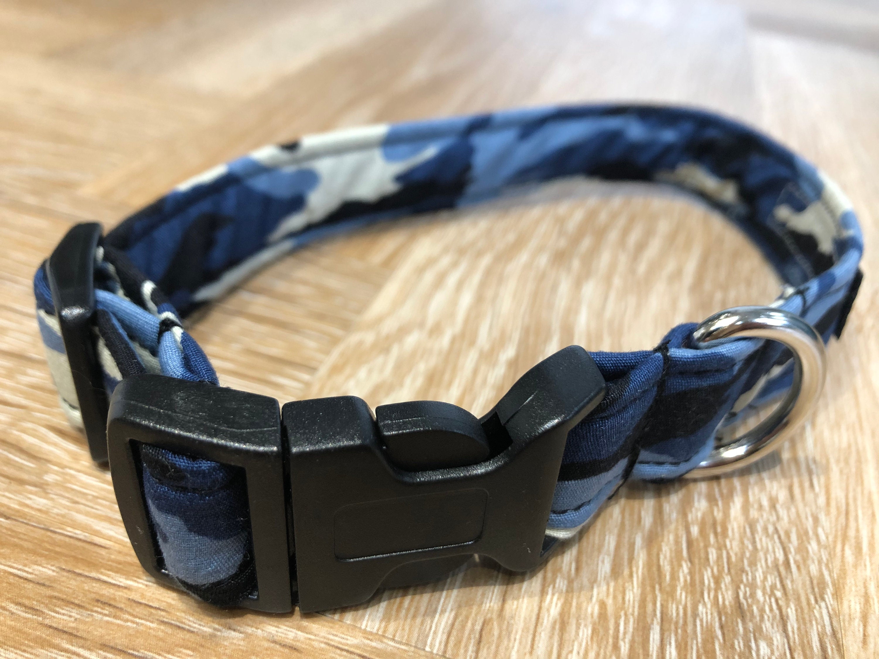 Blue Camouflage Dog Collar Blue Camo Adjustable Dog Collar Etsy UK