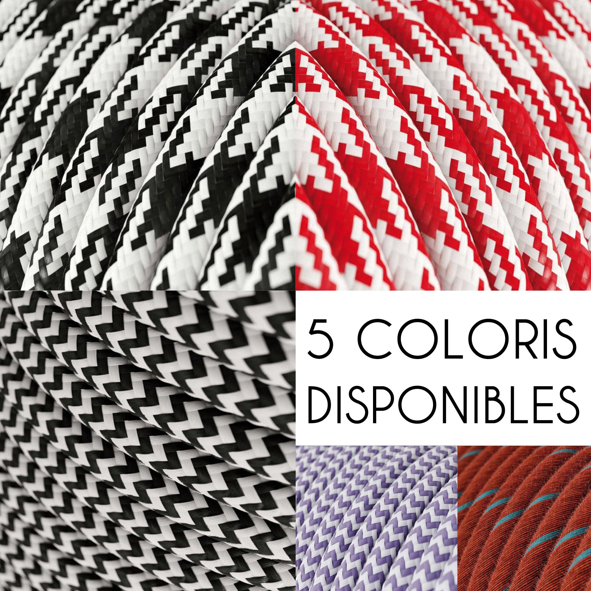 Câbles Ronds Électriques Textiles Pour Fabrication ou Restauration de Luminaires