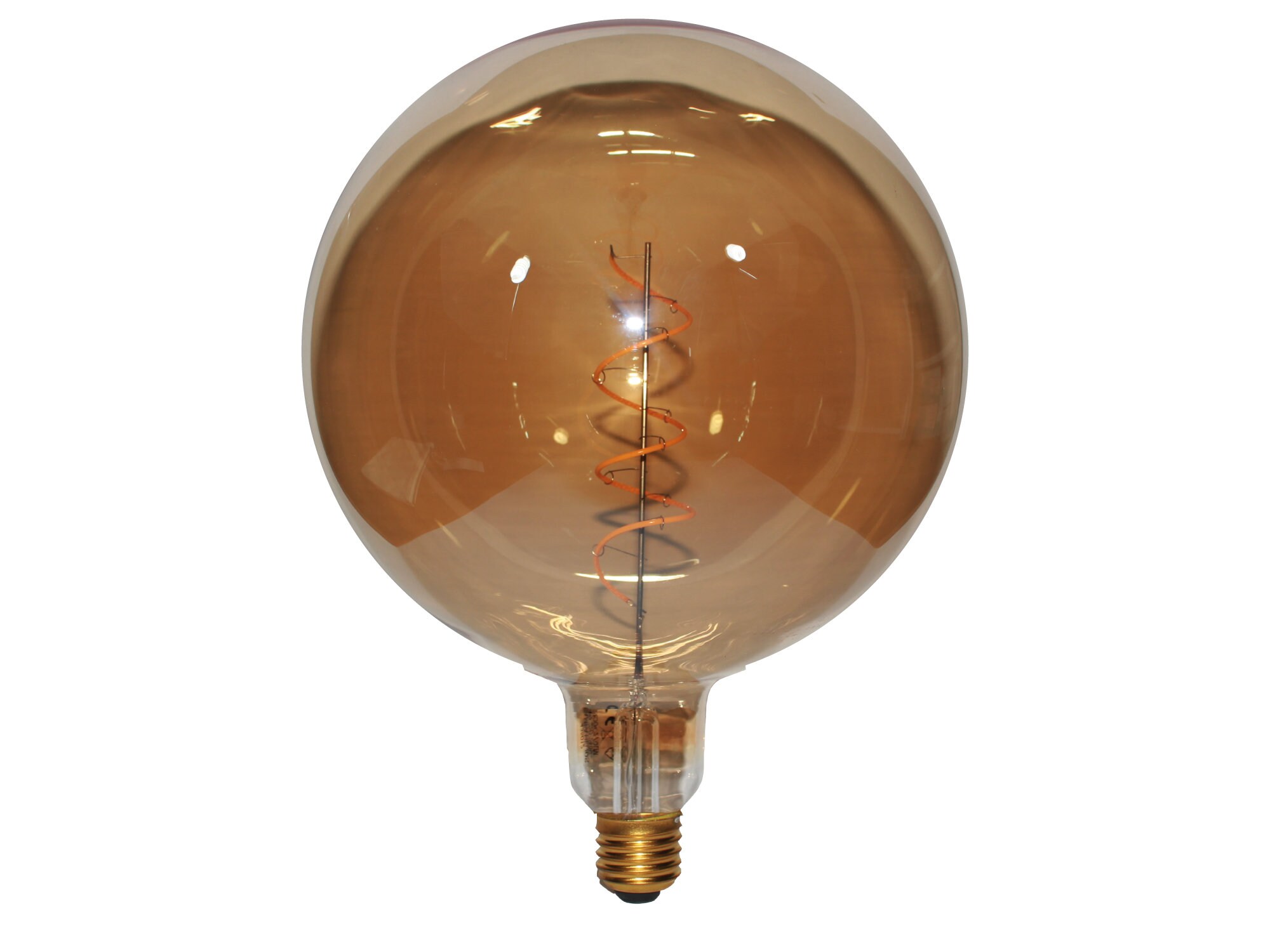 Ampoule Led Globe Verre Ambré - Culot E27 avec Filament Spirale