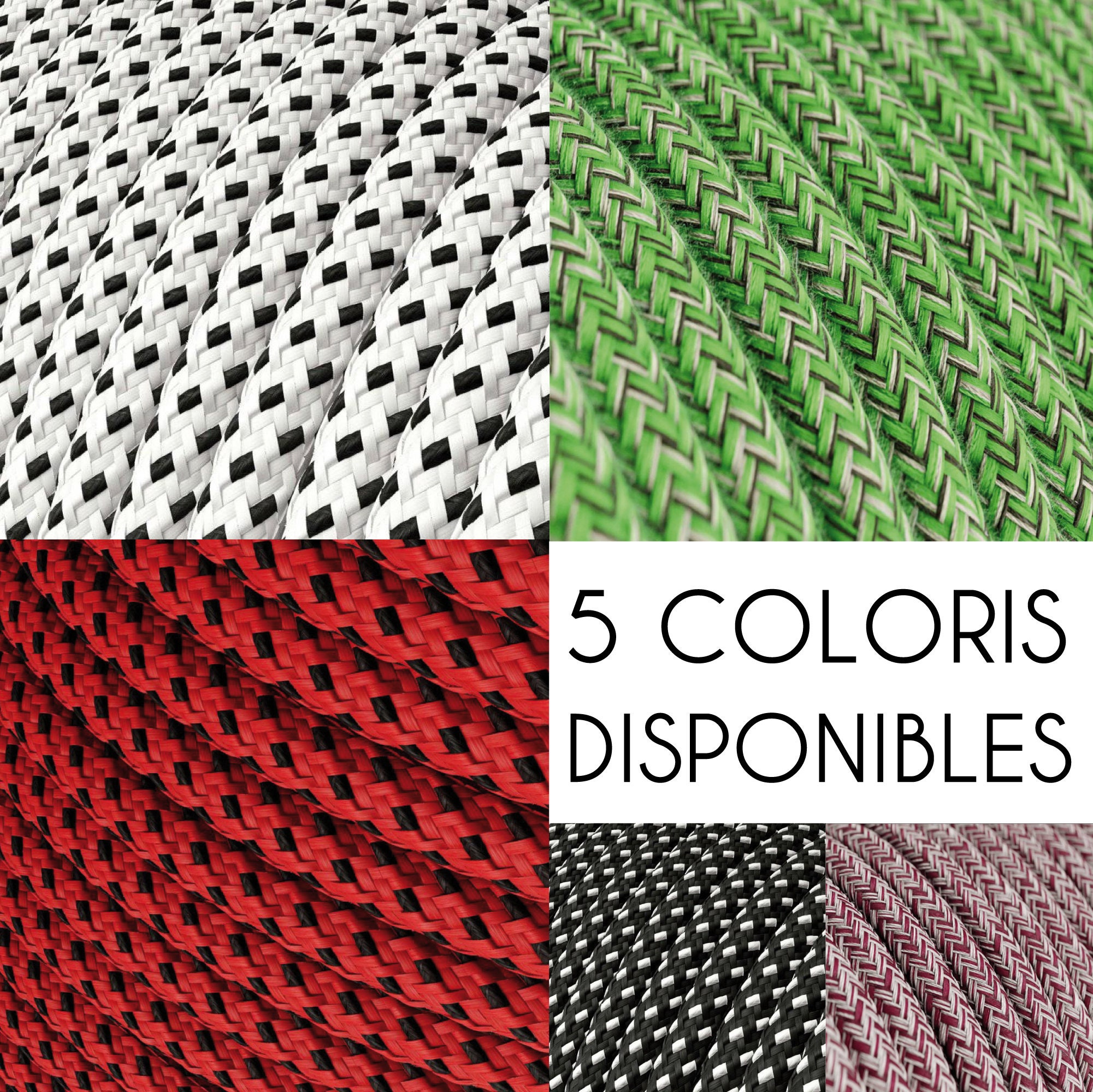 Câbles Ronds Électriques Textiles Pour Fabrication ou Restauration de Luminaires