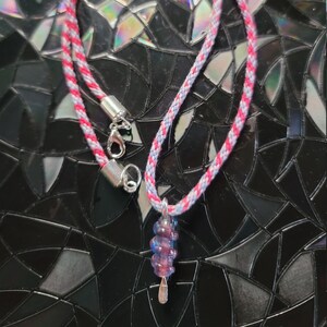 Pink and Blue Swirled Braid, with a Pink and Blue Swirled Bead