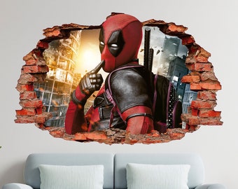 Deadpool Karate Kick Wall Decal Mural Dead Pool Sticker Poster Wall Vinyl n89 Deadpool Karate Kick Wall Decal Mural Dead Pool Sticker Poster Wall Vinyl n89