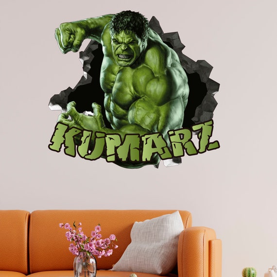 Personalised Any Name Hulk Wall Decal 3D Art Stickers Vinyl Room Bedroom Gift 