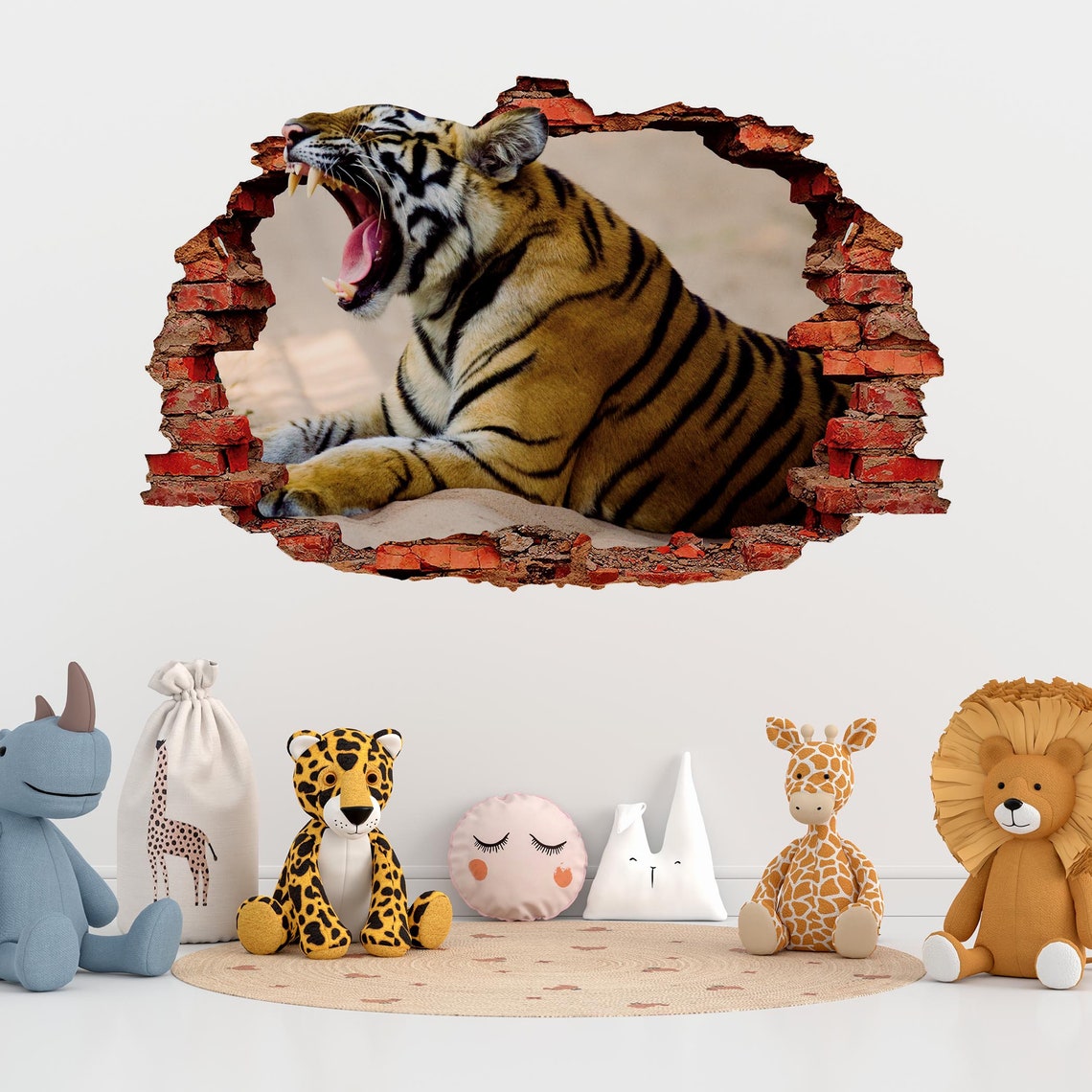 Tiger Habitat Wall Decal Animal Tiger Wall Art Tiger 3D Etsy