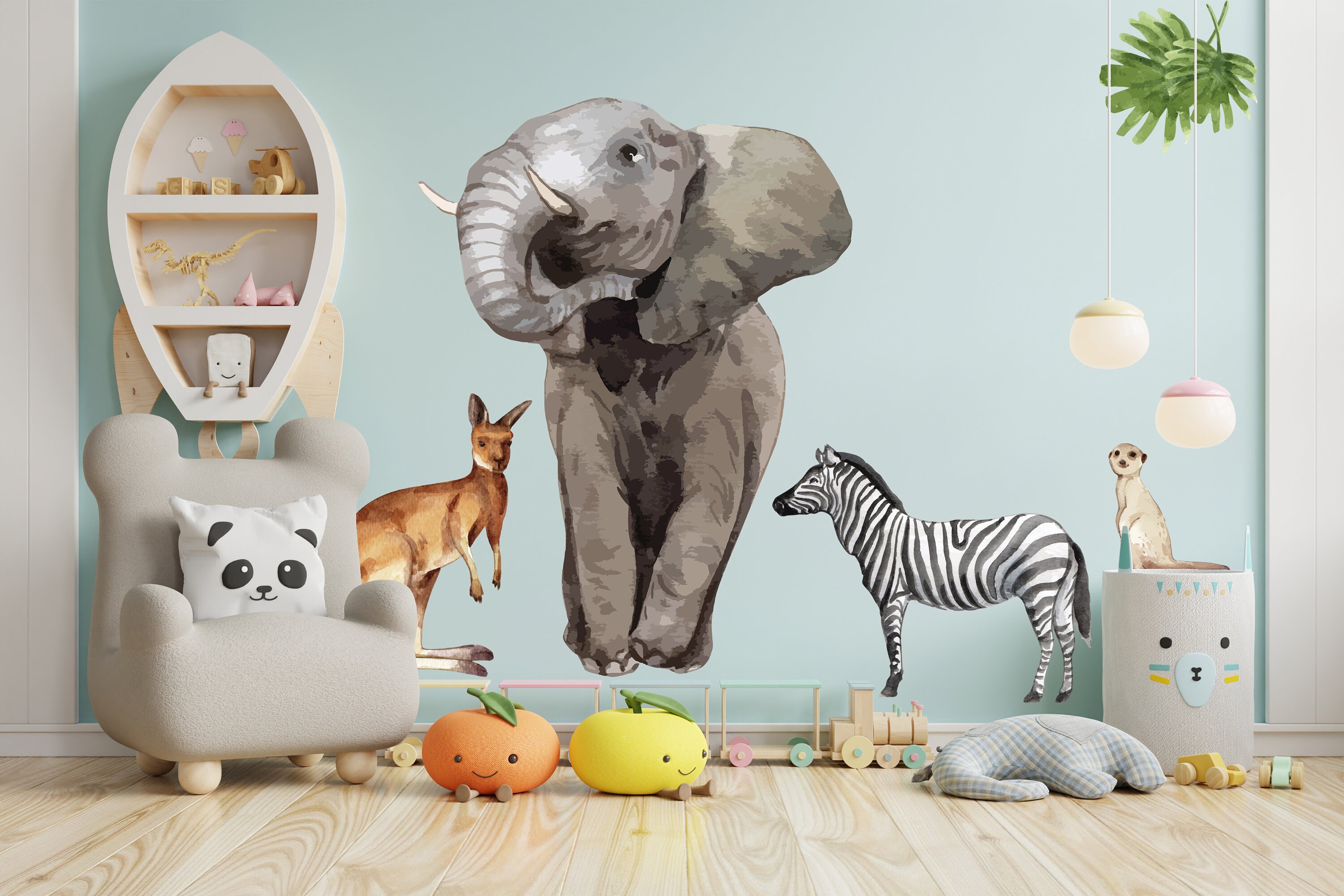 Cute Baby Animals Wall Decal Giraffe Nursery Wall Decals Etsy UK