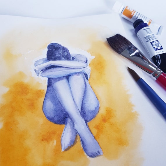Sensual Watercolor Nude Women Art - Watercolor women painting