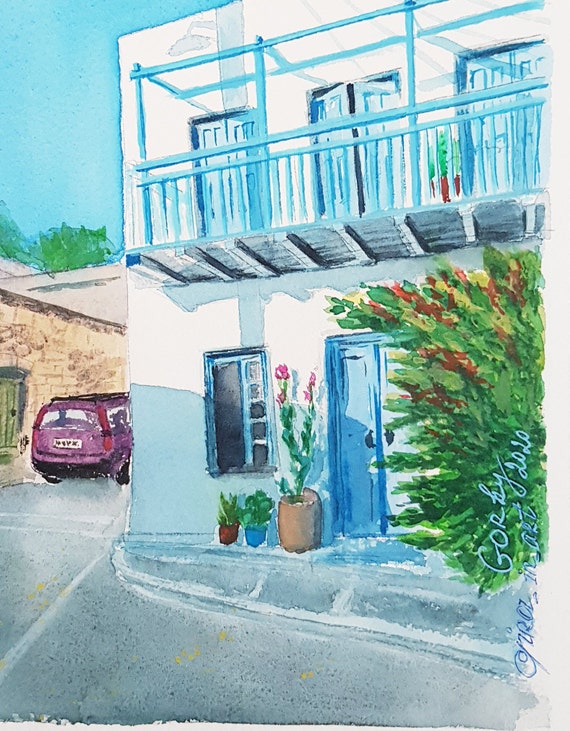 SOLE ITALIANO (Italian Sun) - Original Watercolor landscape painting 19 x 27 cm (7" x 10") or 19 x 27 cm