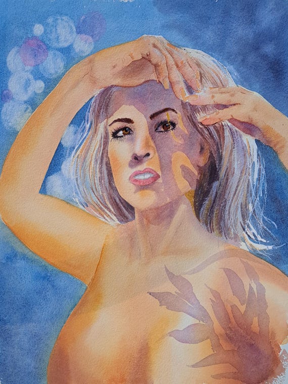 She Blooms in Light | Original Watercolor Figurative Painting, Romantic Female Figure Art