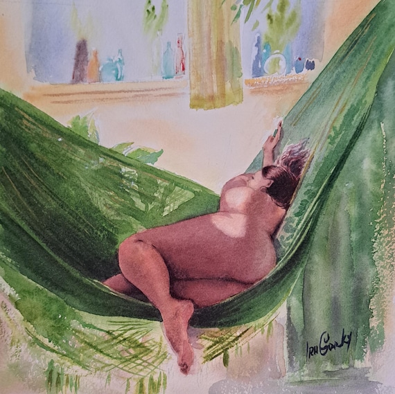 Woman Resting In Hammock, Original Woman Portrait Painting