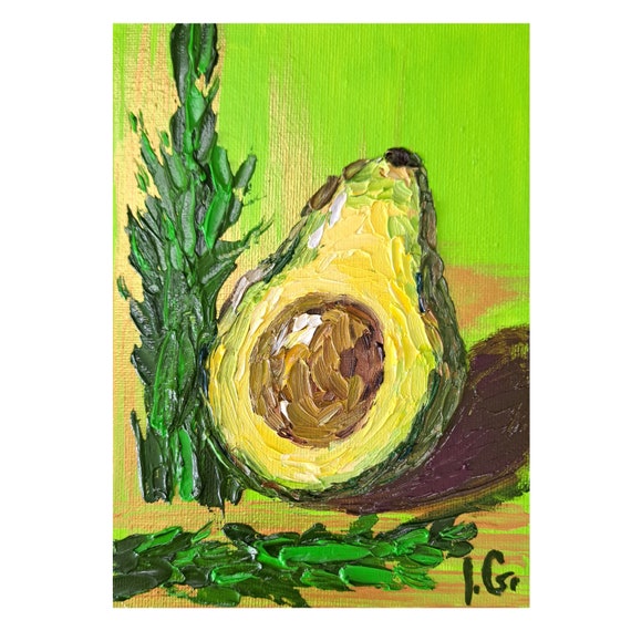 Avocado Oil Painting - Original Kitchen Wall Art