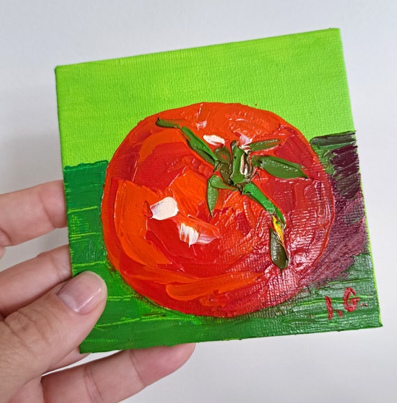 TOMATO - original still life tomatoes artwork 4" x 4" (10 x 10 cm)