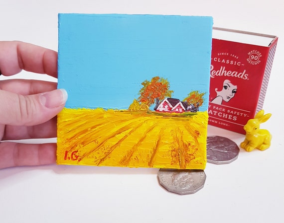 Original impasto 3D oil painting - 4" x 4" (10 x 10 cm) mini canvas artwork