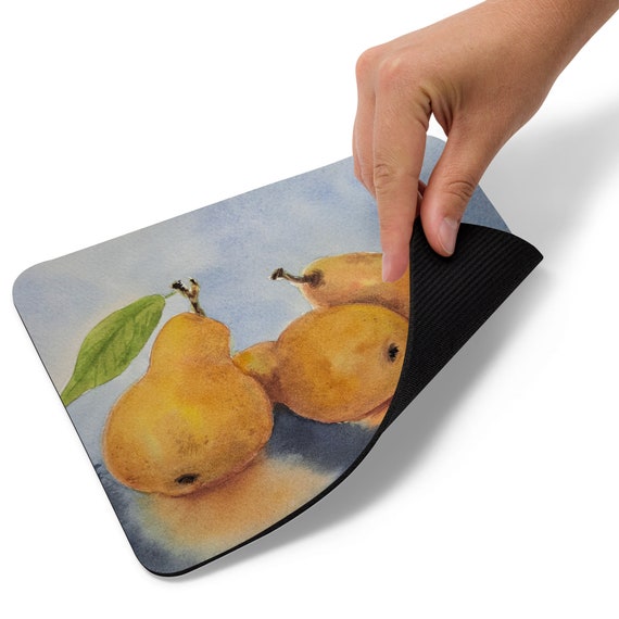 Pear Fruits Mouse pad, Art Desk decor, Botanical Art on Cute Mousepad, Best friend gift, Watercolor artwork by Ira Gorky on your mouse pad