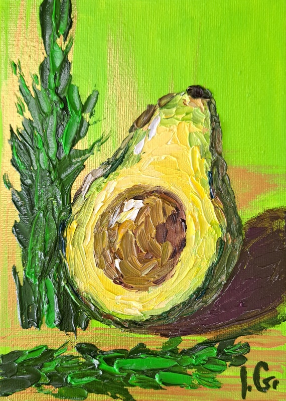 Avocado Oil Painting - Original Kitchen Wall Art
