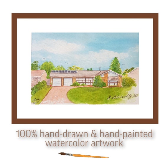 Custom House Portrait Painting in Watercolor, Personalised Painting from photo, Cityscape painting, Hand Painted Realtor Gift