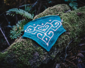 The Emerald Forest Bandana Cowl Knitting Pattern PDF, Bandana Cowl, Cowl Knitting Pattern, Forest Conservation, Hearts, Mother Nature Knits