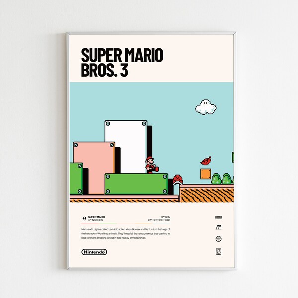 Super Mario Bros 3 Poster Etsy