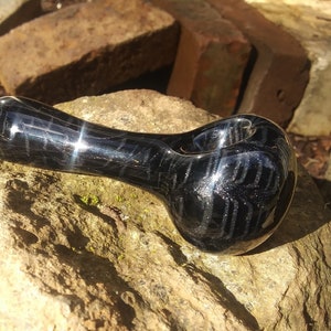 Black and silver spider web tobacco pipe
