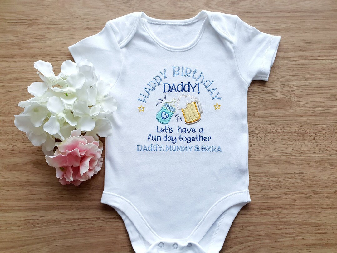 Metallic Happy Birthday Daddy Baby Body Romper Baby Vest