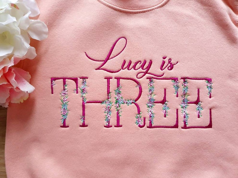 Personalised Kids Sweatshirt, Embroidered Baby Sweater, I Am One Outfit, Birthday jumper, Baby Girl Birthday Gift image 6