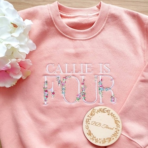 Personalised Kids Sweatshirt, Embroidered Baby Sweater, I Am One Outfit, Birthday jumper, Baby Girl Birthday Gift image 8