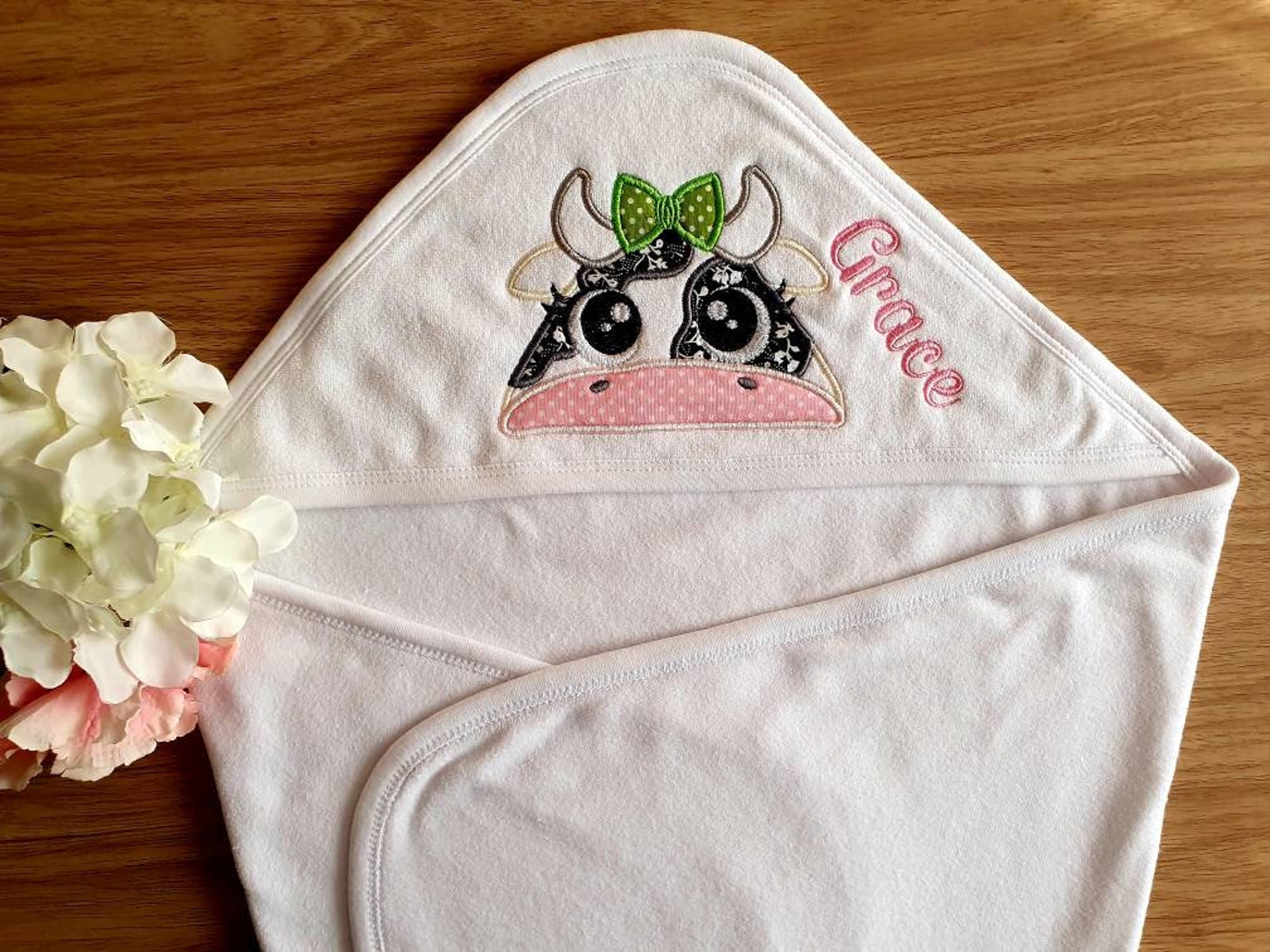 Personalised Embroidered Hooded Baby Towel Embroidered Baby Etsy