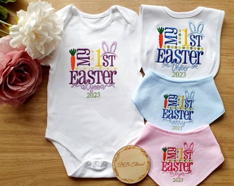 Personalised Easter Bodysuit, Easter 2023, Embroidered Easter baby vest, First Easter Baby vest