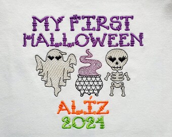 Gepersonaliseerde romper 1e Halloween, geborduurde My First Halloween-outfit, jongens meisjes 1e Halloween aangepast cadeau