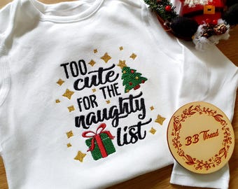 Gepersonaliseerde kerstromper, kerst 2025, geborduurd kerstslabbetje, sweater First Christmas Baby
