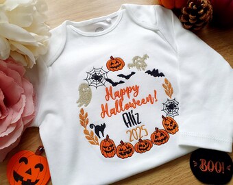 Gepersonaliseerde Halloween-romper, geborduurde My First Halloween-outfit, Halloween-cadeau jongens, meisjes