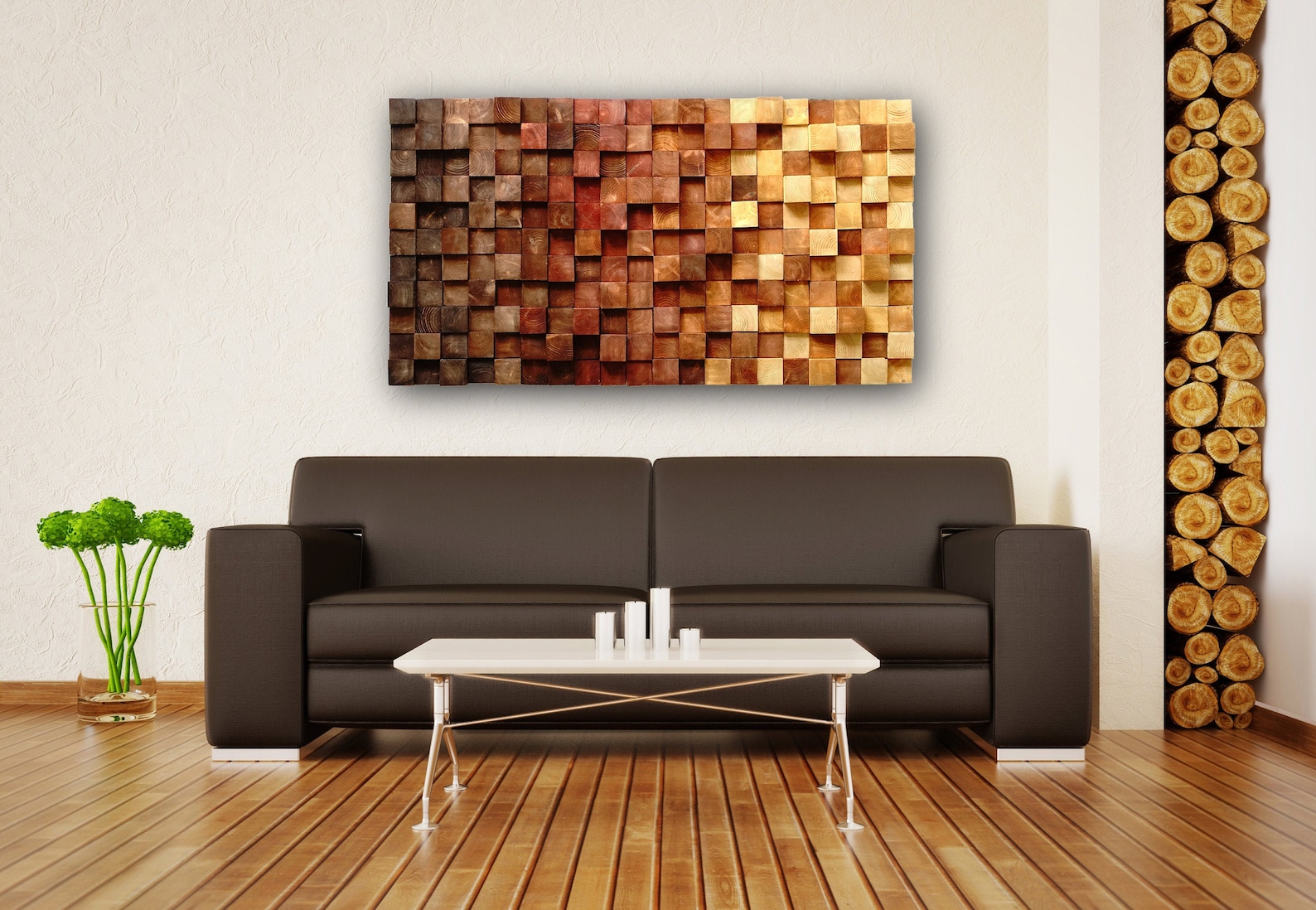 Ready to Sell Wooden Mosaic Wall Hanging Modern Abstract Etsy