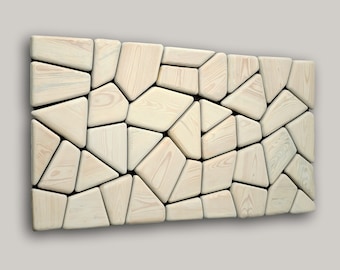 Wooden mosaic decor, modern wood wall art, organic wall art, reclaimed wall art, environment wall art