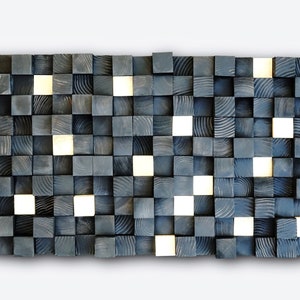 Black and gold wall art, wood wall hanging, 3d wood wall decor, wood headboard, sound diffuser, black, wood wall panel, acoustic panel