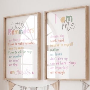 Girls Personalised Affirmation Prints, Girls Bedroom Prints, Girls Bedroom Decor, Motivational Prints, Pastel, Playroom Prints, Set of 2