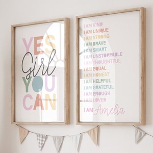 Girls Personalised Affirmation Prints, Girls Bedroom Prints, Girls Bedroom Decor, Motivational Prints, Pastel Colours, Playroom Prints,