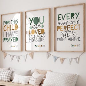 Set of 3 Bible Verse Prints, Christian Wall Art, Boys Nursery Prints, Boys Bedroom Decor, Nursery Wall Art, Scripture Prints Christian Print