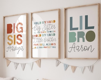 3 Playroom Prints, Brother & Sister Prints, Boys Bedroom Decor, Girls Bedroom Decor, Rainbow Wall Art, Sibling Prints, Brother Sister Quotes