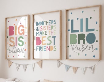 Brother and Sister Make Best Friends Prints, Sibling Prints, Shared Bedroom, Big Sis Lil Bro, Big Bro Lil Sis, Girls Bedroom, Boys Bedroom