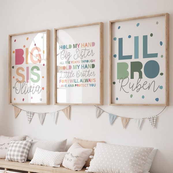 Playroom Prints, Brother and Sister Prints, Siblings Prints, Brother Sister Decor, Rainbow Wall Art, Playroom Decor, Colourful Playroom