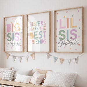 Sisters Make The Best Friends Wall Art, Girls Bedroom Decor, Big Sis Lil Sis, Sisters Bedroom, Rainbow, Siblings, Playroom Decor, Kids Room