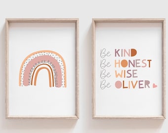 Set of 3 Girls Nursery Prints, Rainbow Wall Art, Girls Bedroom Prints, Daily Affirmation Print, Rainbow Prints, Self Love, Playroom Prints,
