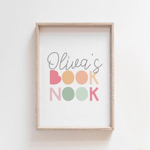 Book Nook Print, Reading Corner Print, Girls Nursery Print, Let's Read, Playroom Prints, Reading Corner, Girls Bedroom Decor, Reading Sign