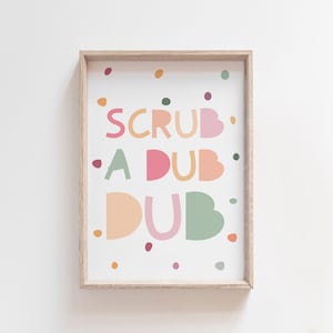 Scrub A Dub Dub Bathroom Print, Kids Bathroom, Kids Wall Art, Bathroom Decor, Kids Bathroom Signs, Bathroom Rules, Bathroom Wall Art, Home