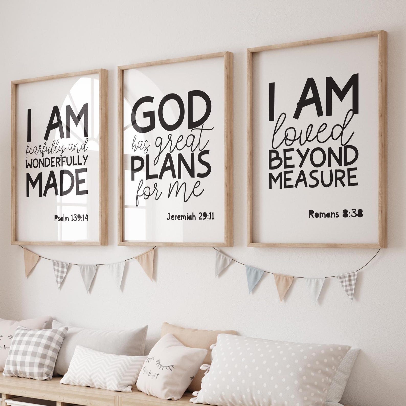 Set of 3 Bible Verse Prints, Christian Wall Art, Boys Bedroom Prints ...