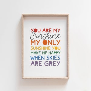 You Are My Sunshine Print, Girls Nursery Prints, Pastel Colours, Girls Bedroom Prints, Nursery Quote, Girls Wall Art, Playroom, Blush Pink