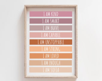 Girls Nursery Prints, Positive Affirmation Print, Girls Bedroom Prints, Self Love Affirmation, Playroom Prints, Boho Prints, Girls Wall Art