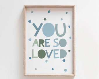 You Are Loved Print, Boys Nursery Prints, Boys Bedroom Prints, Nursery Quote, Nursery Decor, Boys Wall Art, Boys Bedroom Poster, Playroom