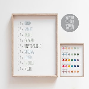 Positive Daily Affirmation Print, Boys Bedroom, Self Love Affirmation, Playroom Wall Art, Inspirational Prints, Kids Wall Art, Personalised