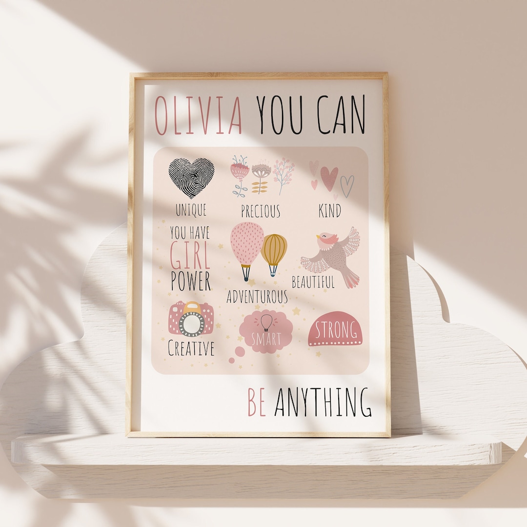 Girls Affirmation Print, Pastel Colours, Girls Bedroom Decor, Girls ...