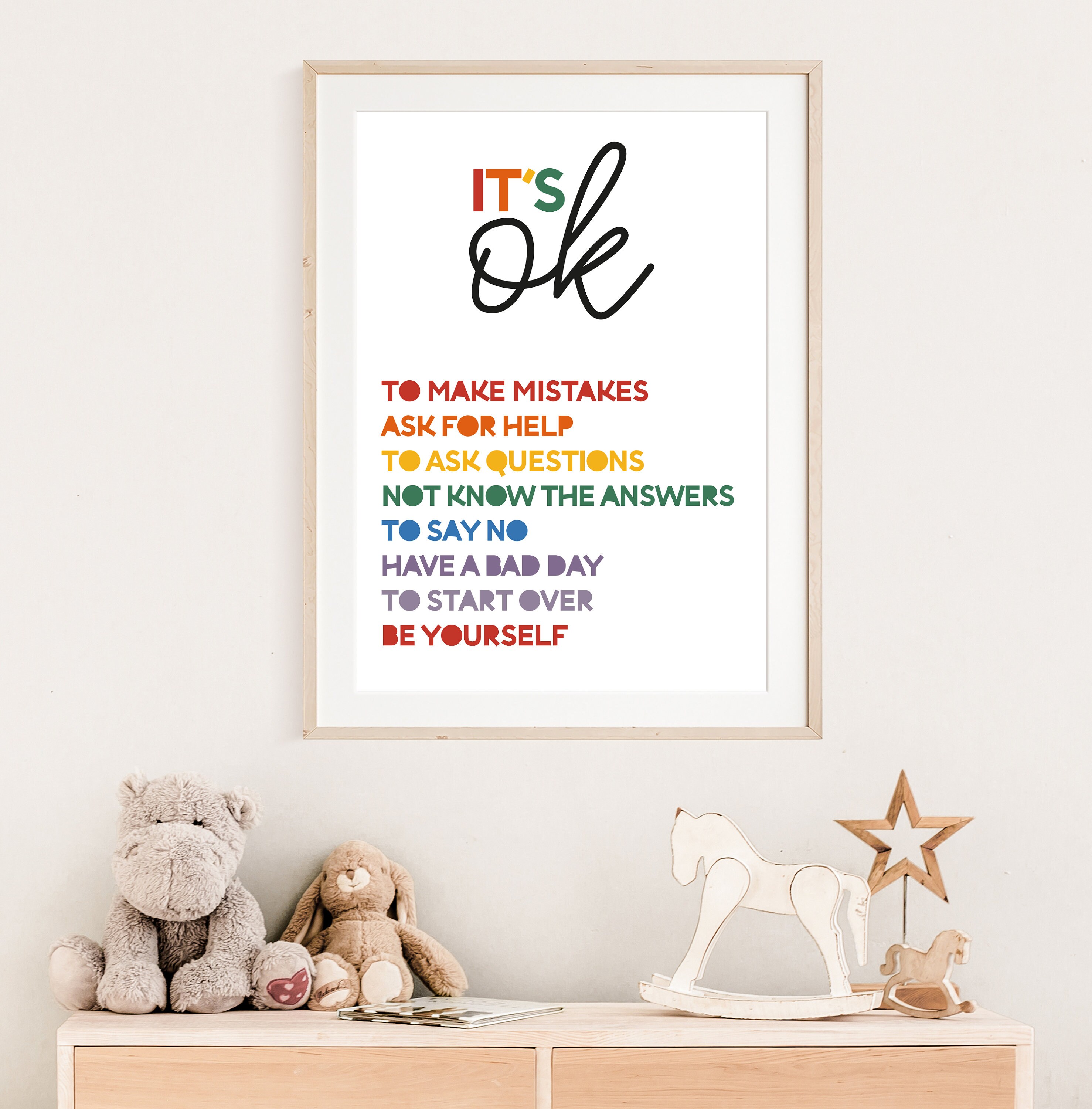 It's Okay to Not Be Okay Poster, Rainbow Wall Art, Classroom Decor ...